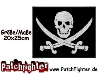 Piratenflagge Skull Flagge Backpatch Rückenaufnäher 20x25