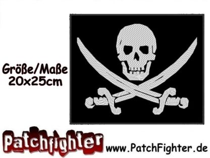 Piratenflagge Skull Flagge Backpatch Patch Aufnäher 20x25cm