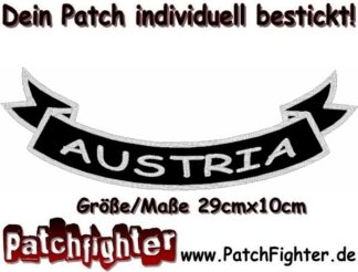 Austria-Schleife-Patch-Aufnäher-Rückenaufnäher-Biker-Bottom-Rocker-29x10cm