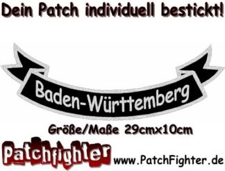 Baden-Württemberg-Schleife-Patch-Aufnäher-Rückenaufnäher-Biker-Bottom-Rocker-29x10cm