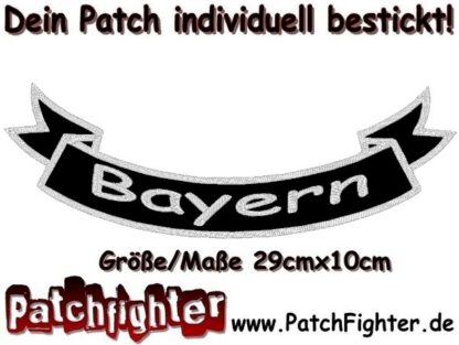 Bayern-Schleife-Patch-Aufnäher-Rückenaufnäher-Biker-Bottom-Rocker-29x10cm
