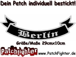 Berlin-Schleife-Patch-Aufnäher-Rückenaufnäher-Biker-Bottom-Rocker-29x10cm