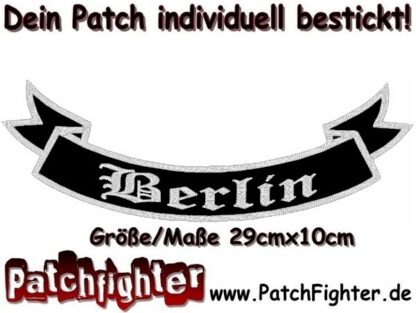 Berlin-Schleife-Patch-Aufnäher-Rückenaufnäher-Biker-Bottom-Rocker-29x10cm