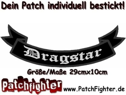 Dragstar-Schleife-Patch-Aufnäher-Rückenaufnäher-Biker-Bottom-Rocker-29x10cm