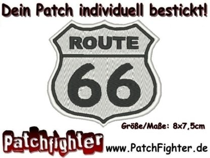 Route 66 Biker Patch Aufnäher 8x7,5cm