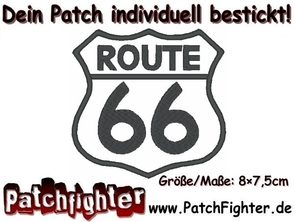 Route 66 individueller Biker Patch Aufnäher 8x7,5cm