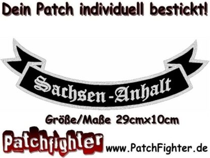 Sachsen-Anhalt-Schleife-Patch-Aufnäher-Rückenaufnäher-Biker-Bottom-Rocker-29x10cm