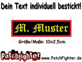 WUNSCHTEXT Dein Text Patch Namensschild Aufnäher Stickkabzeichen 10x2,50cm