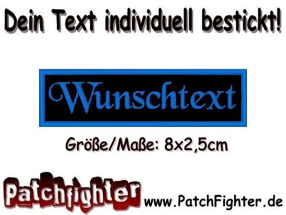WUNSCHTEXT Dein Text Patch Namensschild Aufnäher Stickkabzeichen 8x2,5cm