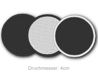 Aufnäher Rohling Kreis schwarz mit Rand gestickt 4cm