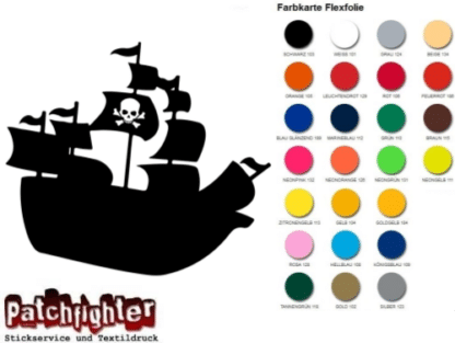 Piratenschiff Bügelbild Bügelmotiv Pirat Flexfolie Hotfix Pirate Aufbügler
