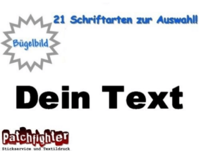 Text Bügelbild 5cm Flexfolie Name Wunschtext zum Aufbügeln 21 Schriftarten