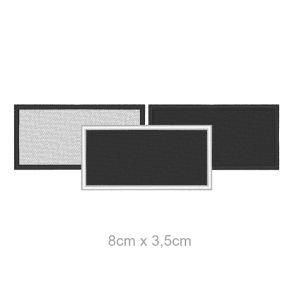 Aufnäher Rohling Rechteckig mit Rand gestickt 8×3,5cm Blanko